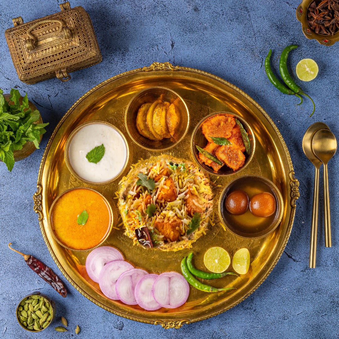 Paneer biryani thali