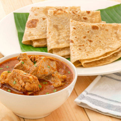 Chapathi and chicken curry