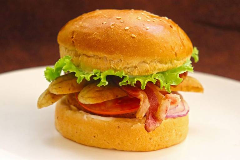Chicken Sausage & Bacon Burger