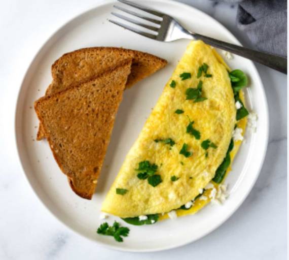 Spinach Omelette With Toast
