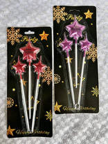 Metallic Star Candle (3pc)