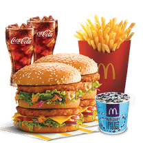 2 Chicken Maharaja Mac Burger + 2 Coke + Fries (L) + McFlurry Oreo (M)