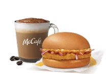 Chicken Surprise Burger + Cappuccino