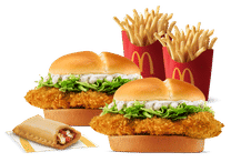 2 Mc Crispy Chicken Burger + 2 Fries (M) + Veg Pizza McPuff