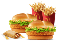 2 Crispy Veggie Burger  + 2 Fries (M) + Veg Pizza McPuff