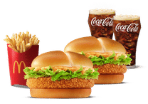 2 Crispy Veggie Burger  + Fries (L) + 2 Coke