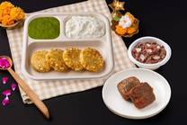 Sabudana Vada Meal with Kuttu Paneer Pakoda & Rajgira Halwa