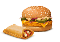 Grilled Chicken & Cheese Burger + Veg Pizza McPuff