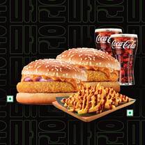 2Crispy Veg Burger+Korean Spicy Fries+2Coke.