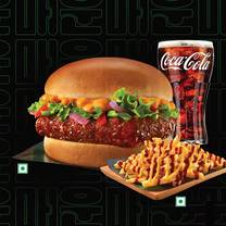 Korean Spicy Paneer Burger Meal.