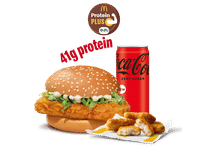 McSpicy Chicken Burger Protein Plus + 4 Pc Chicken Nuggets + Coke Zero
