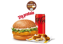 McChicken Burger Protein Plus + 4 Pc Chicken Nuggets + Coke Zero