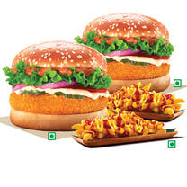 2 Extra Crunchy Veg Whopper Deluxe(Reg. Size Bun) +2Korean Spicy Fries.
