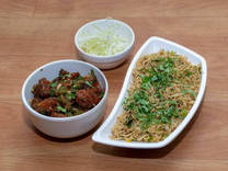 Dry Manchurian + Fried Rice + Salad