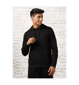 Men Classic Hoodie (Cotton) Black - L