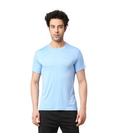 Men TShirt (Polyester, Solid) Sky Blue - M