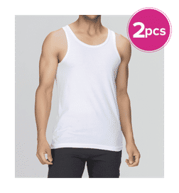 White Men Vests (100% Combed Cotton, Solid, Pack of 2) - M