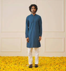Mens Kurta Cotton 6MTeal - XL