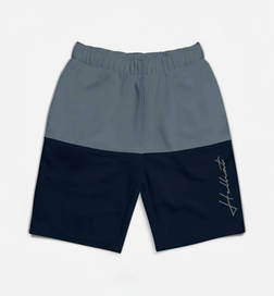 Black Trendy Typographic Printed Mid Rise Shorts for Boys (HFT-HS23-CBLG) - Grey