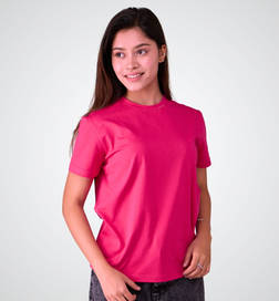 Women's Cotton Lycra Solid Round Neck T Shirt Fuschia - M