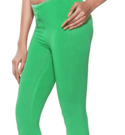 Women Teal Green Poly Cotton Slim Pants - M