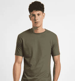 Classic Crew Neck Solid Cotton T-Shirt Olive Green - L