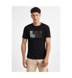 Nobero Believe In Yourself Classic Fit Cotton T-Shirt Black - S