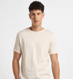 Classic Crew Neck Solid Cotton T -Shirt Sand - S