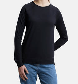 AW67 Super Combed Cotton Rich French Terry Fabric Solid Sweatshirt with Raglan Sleeve Styling - Black-S