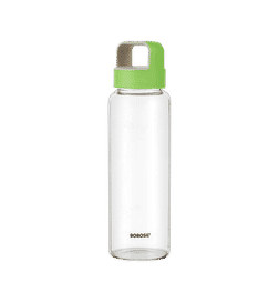 Crysto Water Bottle with Green Husk Lid Borosilicate Glass Extreme Temperature Resistant For Hot Cold Water Milk Lassi Juice (750ml, Green)