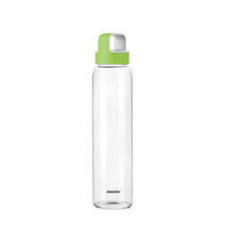 Borosilicate Neo Water Bottle with Green Lid (2 Pieces, 1L, Transparent)