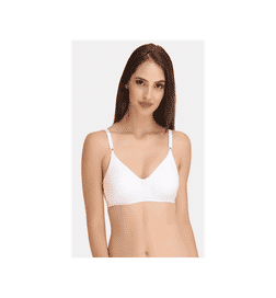 Full Coverage T-shirt Bra with Moulded Cross-Over Cups In White - 34B