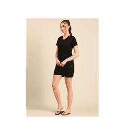 Cotton Night Suit With Shorts Black - M