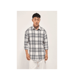 White With Black Checked Relax Fit Casual Shirt - S
