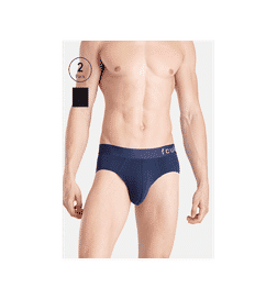 Men's Pop Premium Polyamide Elastane Solid Brief (Pack of 2) - Black, Grey- M