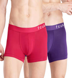 Men's Pop Premium Polyamide Elastane Solid Trunk - Red, Purple - S