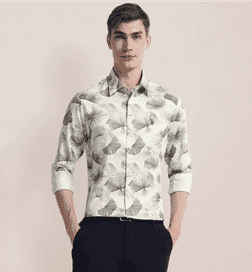Printed Dobby Shirt White - M
