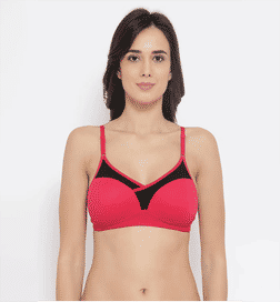 Non-Padded Non-Wired Full Coverage T-Shirt Bra in Pink - Cotton Rich - 32B