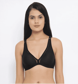 Padded Non-Wired Full Coverage Halter Neck Longline Bralette in Black - Lace - 36B