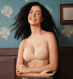 Padded Non-Wired Full Coverage Multiway T-shirt Bra in Beige - 36C
