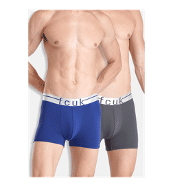 Men's Premium Polyamide Elastane Solid Trunk - Grey, Dark Blue - S