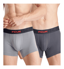 Men's Solid Cotton Stretch Regular Fit Trunk (Pack of 2) - Dark Grey, Light Grey - S