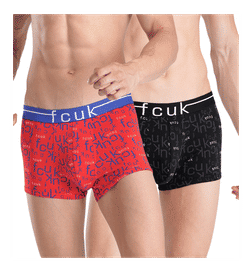 Men's Cotton Stretch Printed Regular Fit Trunk - Black, Red - M