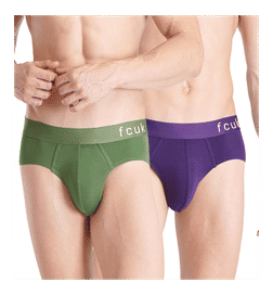 Men's Pop Premium Polyamide Elastane Solid Brief - Green, Purple - L