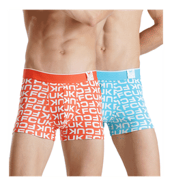 Men's Cotton Spandex Printed Regular Trunks - Light Blue, Light Orange - S