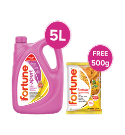 Xpert Total Balance Oil Blend Of Rice Bran Soyabean & Flaxseed Oil 5ltr & Get Fortune Besan Flour 500g Free
