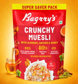 Crunchy Muesli with Almonds, Raisins & Honey | 40% Fibre Rich Oats,