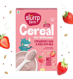 Strawberry Cereal, No Added Sugar Instant Cereal with Ragi, Rice and Milk