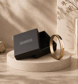 Mens Dual Finish Bracelet Gold - L