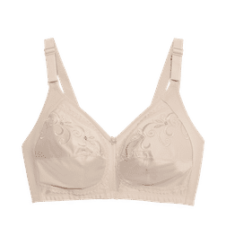 Cotton Blend Total Support Embroidered Full Cup Bra, Cream - 40D
